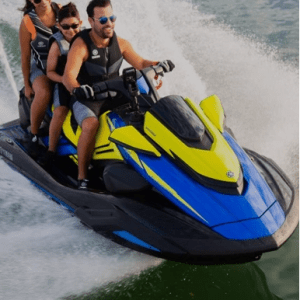 Family riding Jet ski